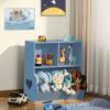 Lerliuo Baby Toddler Bookshelf and Storage Organizer, Kids Cabinet and Bookcase, Wooden 3 Cubby Children Book Shelf for Playroom, Bedroom, Nursery, School 23.62'' H (Blue) view 2