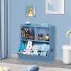 Lerliuo Baby Toddler Bookshelf and Storage Organizer, Kids Cabinet and Bookcase, Wooden 3 Cubby Children Book Shelf for Playroom, Bedroom, Nursery, School 23.62'' H (Blue) view 4