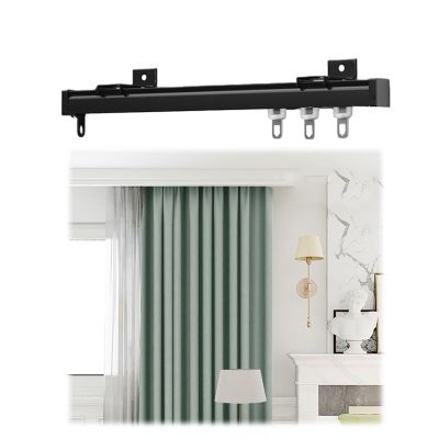 Curtain Track Glider Rail, Curtain Rail With Mute Rollers, Heavy Duty Curtain Track System, Shower Curtains Room Divider, For Curtains Windows Balconies Offices Hotels Clinics ( Color : Black , Size :