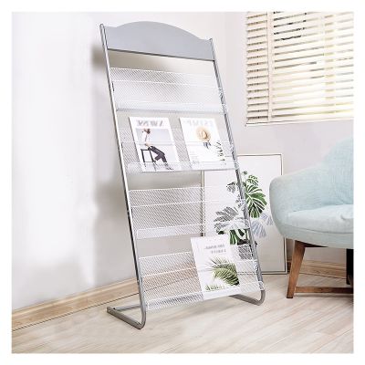 Magazine Rack Organizer Rack Floor Standing Magazine Rack, 3/4 Layer Brochure Literature Holder, for Waiting Room/Airports/Bank, Silver Black White Steel Frame (Color : Black, Size : 3 Tier) (Si