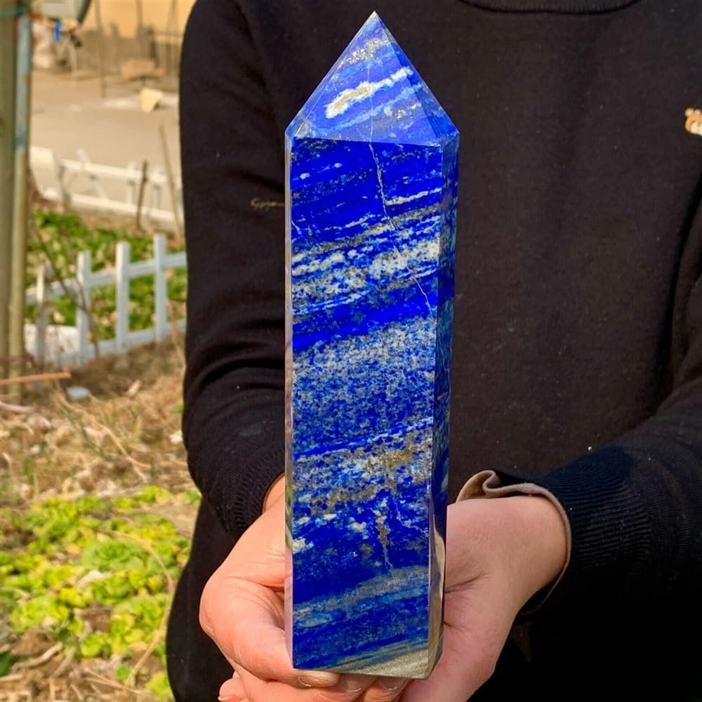 KatLin Natural Lapis Lazuli Column Crystal Wand Healing Home Office Decoration Gifts Mineral Demagnetization Ornaments (Size : 500-550g)
