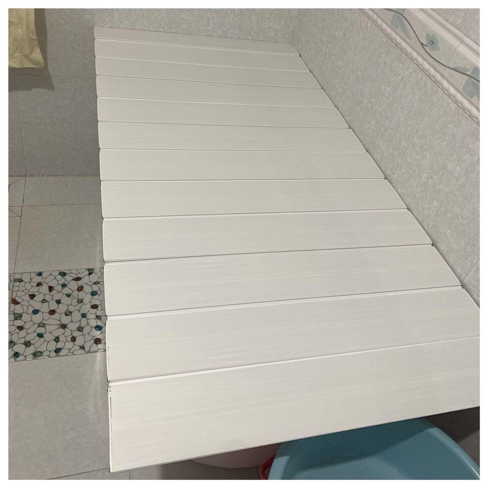 Bathtub Tray 0.6cm Thickness Bathtub Cover Bath Shelf, PVC Folding Anti-dust Board, Scalable Insulation Shutter Bath Lid Bathtub Tray for Book Wine Phone Bathroom Shower Multifunctional (Color : Whit