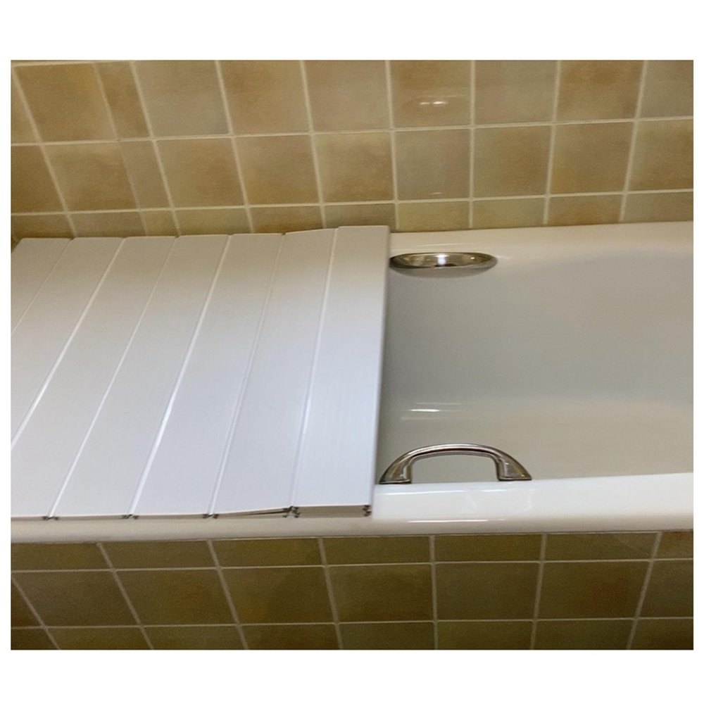 Bathtub Tray Bathtub Cover Bath Tub Caddy Tray, Folding Plastic Dust-Proof Board Shutter Bath Lid, Scalable Durable Insulation Cover for Spa, Bathroom & Shower, 0.6cm Thickness Multifunctional (Color