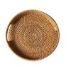 ABPETE Woven Rattan Basket, Round Serving Trays with Handles,Coffee Table Centerpiece Decorative Trays for Home Decor, Rattan Tray for Breakfast, Drinks, Snack,10 in view 1