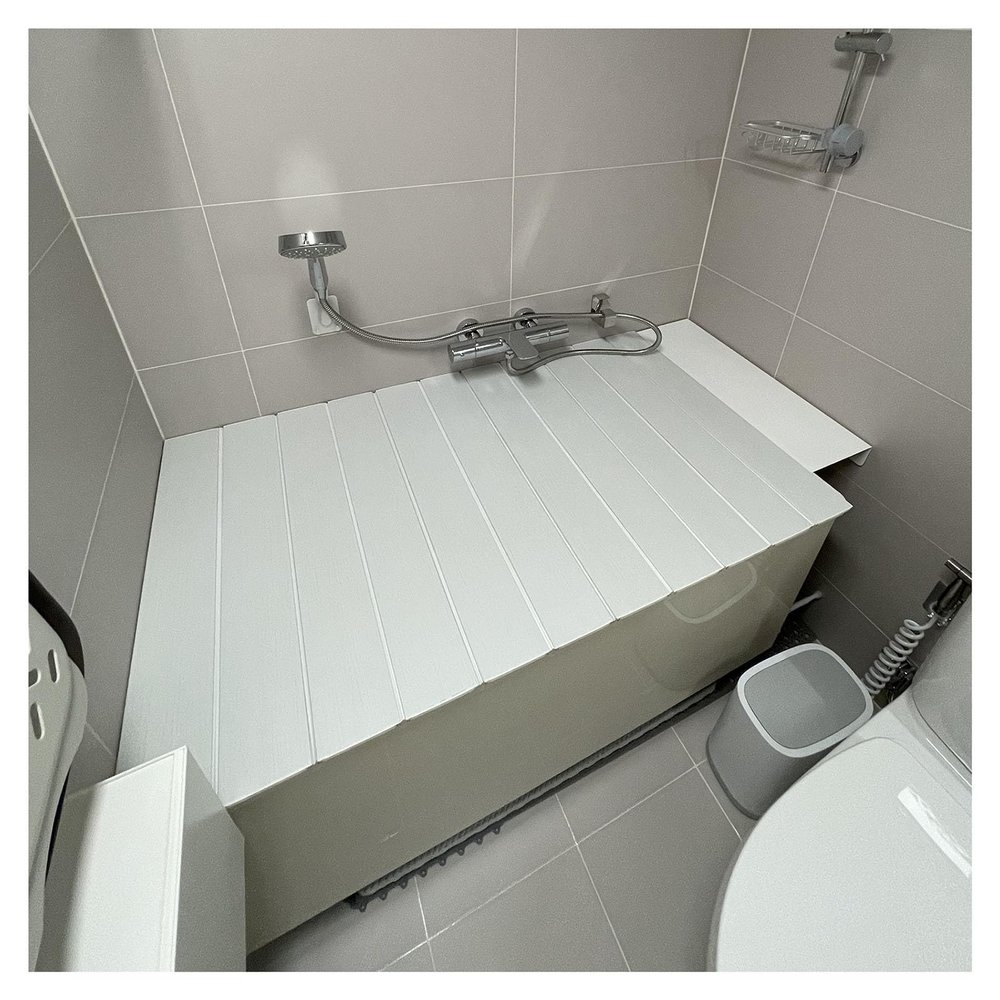 Bathtub Tray Folding Bathtub Cover Bathtub Caddy Tray, Scalable PVC Dust-Proof Board Insulation Cover, Waterproof Shutter Bath Lid for Luxury Spa Or Reading, 0.6cm Thickness Multifunctional (Color :