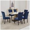 adochr Velvet Dining Chairs Set of 6, Upholstered Dining Room Chairs with Wooden Legs & Nailed Trim, Parsons Kitchen Chair 350 LBS Capacity, Blue view 1