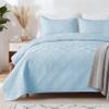 Whale Flotilla Quilt Set Oversized California King Size, 3-Piece Soft Lightweight Cal King Quilt Bedding Set Bedspread Coverlet for All Seasons, Light Blue view 1