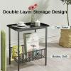 GQMYCDM End Table/Side Table/Night Stand/Bedside Table Sofa Table with Metal Frame Narrow Nightstand with Storage Shelves for Small Space (Color : White) view 3