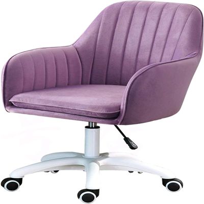 Height Bar Stools Adjustable Gaming Lift Chair,360Swivel Velvet Office Chair,Ergonomic Mid Back Computer Seat, Armrest(Color:Purple)