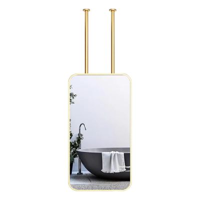 YLQFGUVWK Ceiling Mount Rod Mirror, Wall Vanity Mirror, for Bathroom Washroom Shaving Vanity Mirror Entrance Hallway Wall Decorative Mirror with Metal Frame Ceiling Mount Hanger (Size : 40cmx60cm)