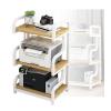 BXKCFYBSQ 3 Tier Media Rack Audio/Video Component Cabinet Wooden Corner Rack Stereo Audio Rack Stand Tower for Home/Office Printer Stand view 1