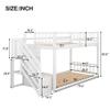 Merax Twin Over Twin Floor Bunk Bed, Solid Wood Twin Bunk Bed Frame with Storage, No Box Spring Required (Without Slide, White) view 2
