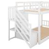 Merax Twin Over Twin Floor Bunk Bed, Solid Wood Twin Bunk Bed Frame with Storage, No Box Spring Required (Without Slide, White) view 4