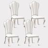 Pvillez White Dining Chairs Set of 4,Upholstered Leather Dining Chairs with Stainless Steel Leg & Petal Backrest,Pu Leather Dining Room Chairs,Mid Century Modern Dining Chairs for Dining Room Kitchen view 1