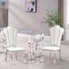 Pvillez White Dining Chairs Set of 4,Upholstered Leather Dining Chairs with Stainless Steel Leg & Petal Backrest,Pu Leather Dining Room Chairs,Mid Century Modern Dining Chairs for Dining Room Kitchen view 2