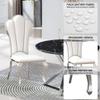 Pvillez White Dining Chairs Set of 4,Upholstered Leather Dining Chairs with Stainless Steel Leg & Petal Backrest,Pu Leather Dining Room Chairs,Mid Century Modern Dining Chairs for Dining Room Kitchen view 3