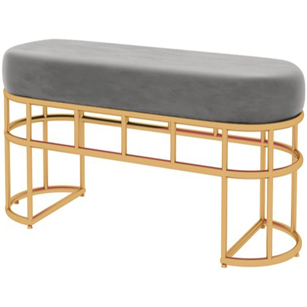YHKJLYH Bench Footstool Upholstered, Faux Leather Decor, Rectangle Bench, Gold Stainless Steel Legs, for Living Room, Entryway, or Bedroom