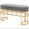 YHKJLYH Bench Footstool Upholstered, Faux Leather Decor, Rectangle Bench, Gold Stainless Steel Legs, for Living Room, Entryway, or Bedroom view 1