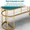 YHKJLYH Bench Footstool Upholstered, Faux Leather Decor, Rectangle Bench, Gold Stainless Steel Legs, for Living Room, Entryway, or Bedroom view 3