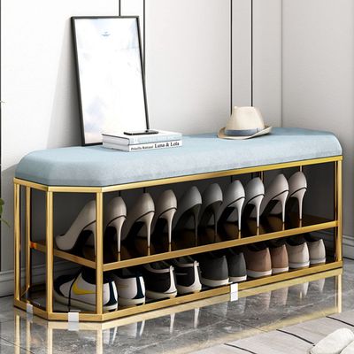 YHKJLYH Shoe Bench, Modern Industrial Shoe Storage Bench, Shoe Storage Organizer Rack, Metal Shoe Rack, for Hallway, Living Room, Bedroom