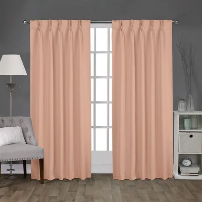 Homi Drapes Double Pinch Pleated Blackout Curtains Thermal Insulated, Room Darkening Window Treatments Curtains for Home or Office 1 Panel with Hooks & Tiebacks (Peach, 52x45)