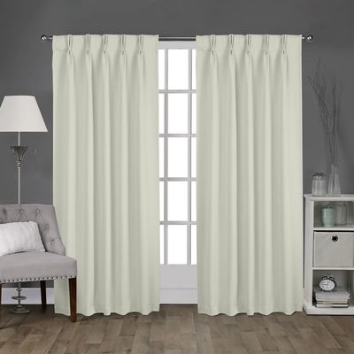 Homi Drapes Double Pinch Pleated Blackout Curtains Thermal Insulated, Room Darkening Window Treatments Curtains for Home or Office 1 Panel with Hooks & Tiebacks (Cream, 52x45)