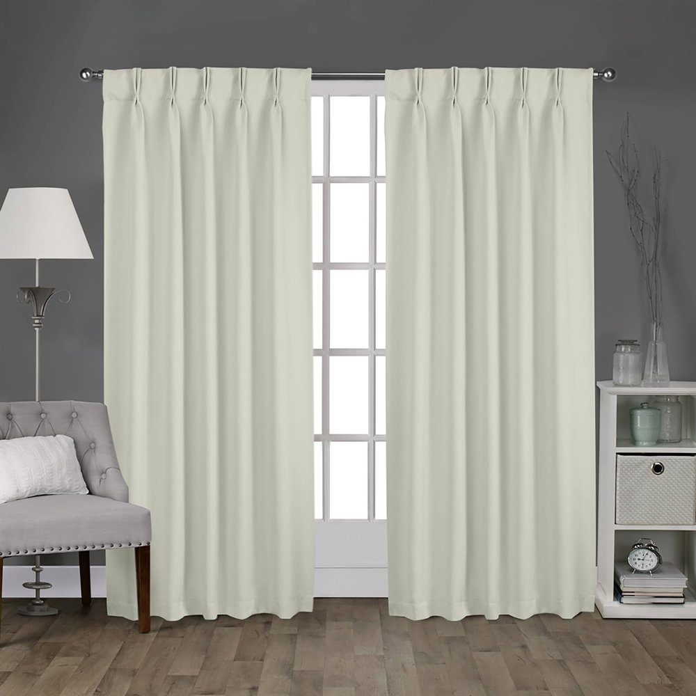 Homi Drapes Double Pinch Pleated Blackout Curtains Thermal Insulated, Room Darkening Window Treatments Curtains for Home or Office 1 Panel with Hooks & Tiebacks (Cream, 52x45)