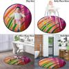SARMSX Magenta Blue Gaming Chair Mat Round Floor Mats for Office Chair Computer Gaming Desk Mat for Rolling Chair Non-Slip Gaming Rug Contour Stripes Modern Artwork Diameter 35.4 in view 4