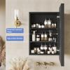 AGDULL Retro-Style Medicine Cabinet with 17x27 Solid Wood Mirror Frame, Bathroom Recessed Wall Cabinet, Living Room Wood Storage Cabinet, Black view 2
