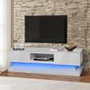63inch White Morden TV Stand with LED Lights,high Glossy Front TV Cabinet,can be Assembled in Lounge Room, Living Room or Bedroom,Color:White view 2