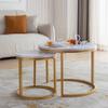 Modern Nesting Coffee Table,Golden Metal Frame with Marble Color top-23.6" view 1