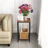 2-Tier End Table, Industrial Side Table Nightstand with Durable Metal Frame, Coffee Table with Mesh Shelves for Living Room, Rustic Brown and Black view 1