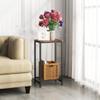 2-Tier End Table, Industrial Side Table Nightstand with Durable Metal Frame, Coffee Table with Mesh Shelves for Living Room, Rustic Brown and Black view 4