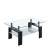 Artisan Center Coffee Table, Tempered Glass Top Stainless Steel Legs for Living Room, 37" Lx22 Dx16 H, Black view 3