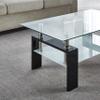 Artisan Center Coffee Table, Tempered Glass Top Stainless Steel Legs for Living Room, 37" Lx22 Dx16 H, Black view 4