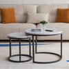 Modern Nesting Coffee Table,Black Metal Frame with Marble Color top-23.6 view 1