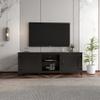 TV Stand Storage Media Console Entertainment Center,Tradition Black,with Doors view 1