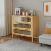 Bamboo 3 Drawer Cabinet, Buffet Sideboard Storage Cabinet, Buffet Server Console Table, for Dining Room, Living Room, Kitchen, Hallway view 4