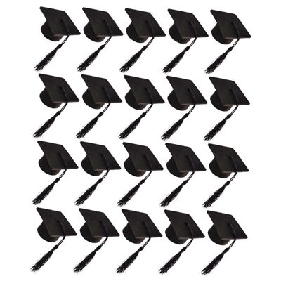 OKUMEYR 20pcs Mini Graduation Caps Tassels Bottle Toppers for Graduation Felt Wine Bottle Covers for Crafts Doll Hats and Bouquet Decoration