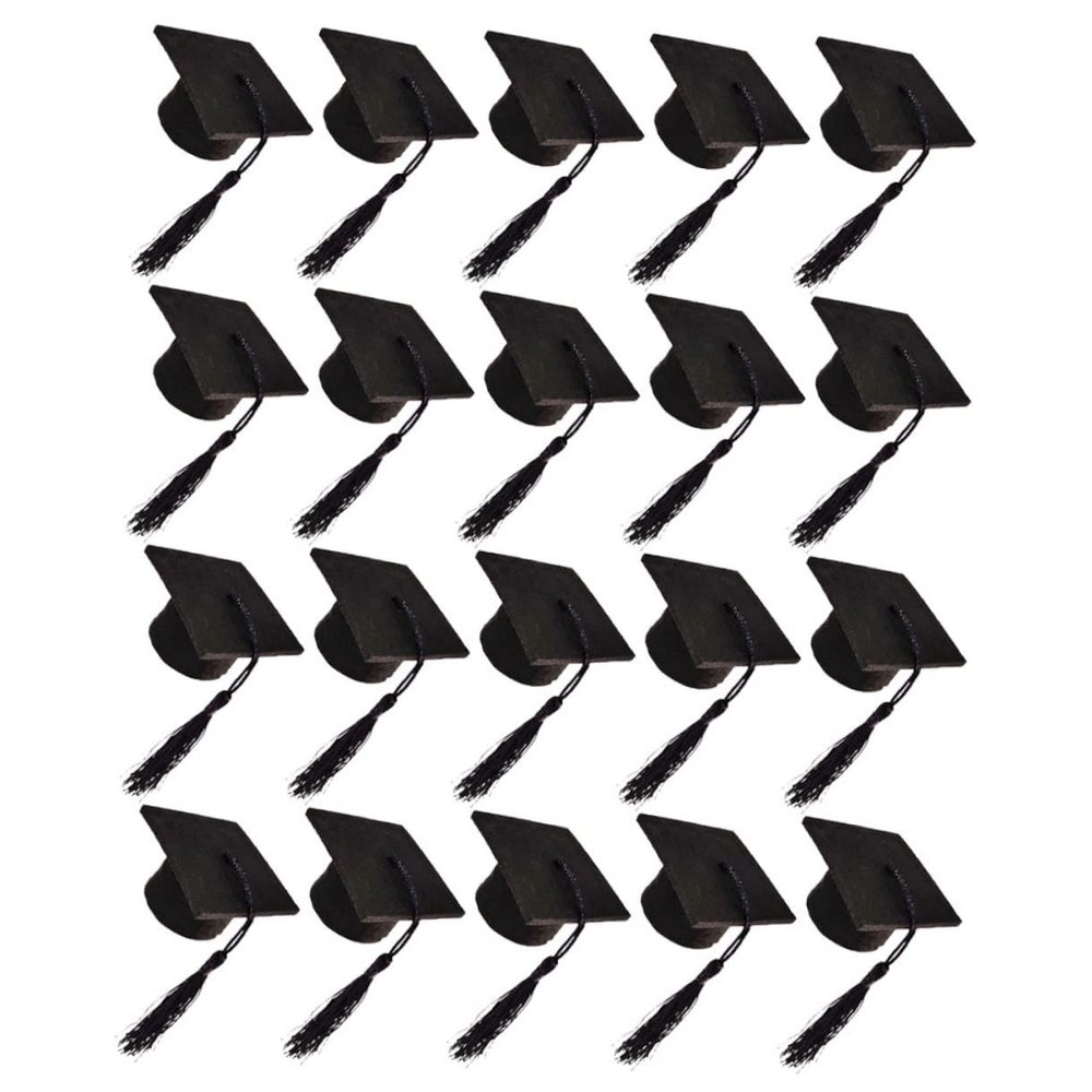 OKUMEYR 20pcs Mini Graduation Caps Tassels Bottle Toppers for Graduation Felt Wine Bottle Covers for Crafts Doll Hats and Bouquet Decoration
