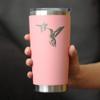 Bevvee Hummingbird - Insulated Coffee Tumbler Cup with Sliding Lid - Stainless Steel Insulated Mug - Hummingbird Gifts and Decor for Women and Men - Pink view 3