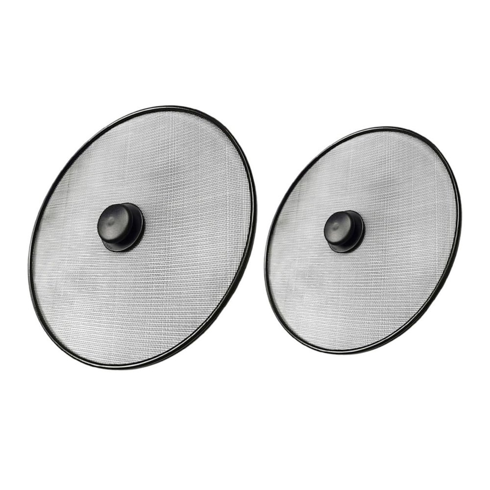 BRIGHTFUFU 2pcs Stainless Steel Splatter Screen Mesh Grease Splatter Guards for Frying Pan Cooking Pan and Skillet Oil Protection for Safe Cooking