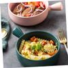 BRIGHTFUFU Fruit Plate Round Ceramic Baking Plate Household Handle Tray Salad Serving view 4