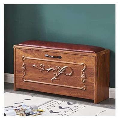 Entryway Bench, Shoe Bench for Living Room, Bench with Hidden Shoe Rack Solid Wood Shoe Cabinet Shoe Cabinet Storage Table Bedroom Shoe Stool Shoe Cabinet Seat (Color : Brown, Size : 100x24x42cm)