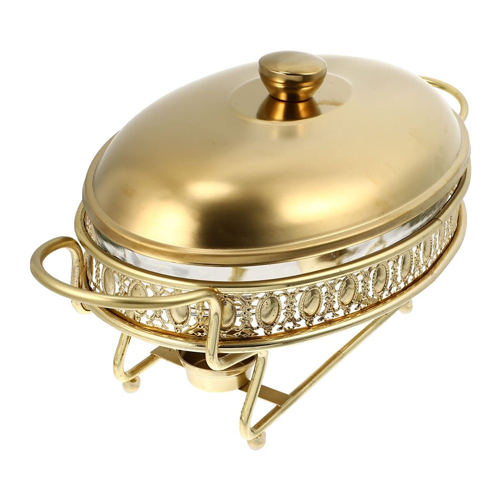UNbit Buffet Four Chafing Dish Set Hot Pot Fer Buffet Pan Fondue Pot Pour Restaurant Maison Cuisine Or 1. 5L Fondue Au Chocolat