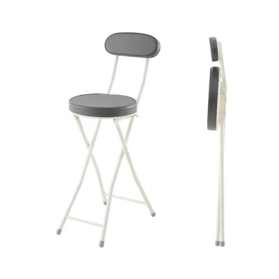 24inch/60cm Folding Bar Stool, Counter Height Foldable Chair with Padded Seats, Kitchen Breakfast Tall Stool with Backrest, Fold Up Sitting Stool Chair for Adults, 260lb Capacity (Color : Gray, Size
