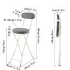 24inch/60cm Folding Bar Stool, Counter Height Foldable Chair with Padded Seats, Kitchen Breakfast Tall Stool with Backrest, Fold Up Sitting Stool Chair for Adults, 260lb Capacity (Color : Gray, Size view 3