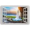 3D False Window Mountains Waterfall White Clouds Canvas Print Wall Art Window View Print On Canvas Modern Landscape Pictures for Living Room 70x105cm Framed view 1