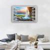 3D False Window Mountains Waterfall White Clouds Canvas Print Wall Art Window View Print On Canvas Modern Landscape Pictures for Living Room 70x105cm Framed view 3