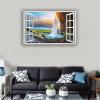 3D False Window Mountains Waterfall White Clouds Canvas Print Wall Art Window View Print On Canvas Modern Landscape Pictures for Living Room 70x105cm Framed view 4